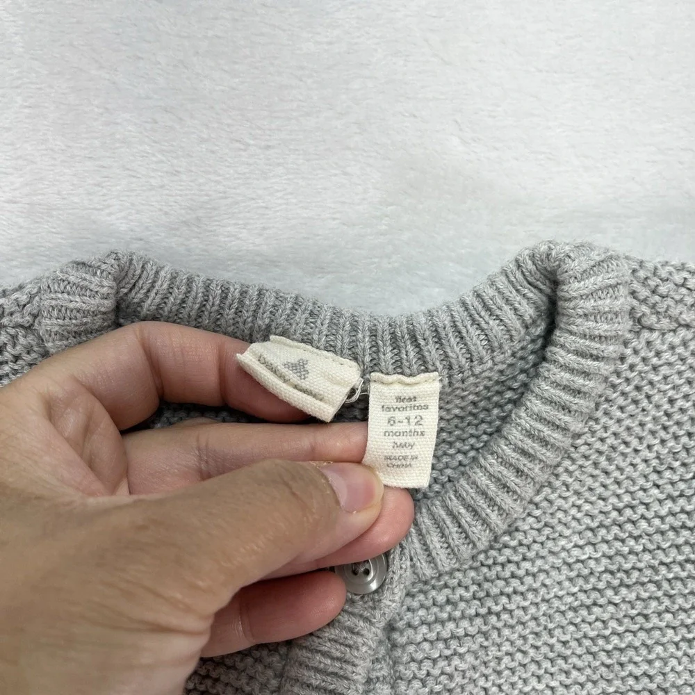Baby Gap First Favorites Knit‎ Cardigan Sweater Baby Girl 6-12m Gray Cotton Fall